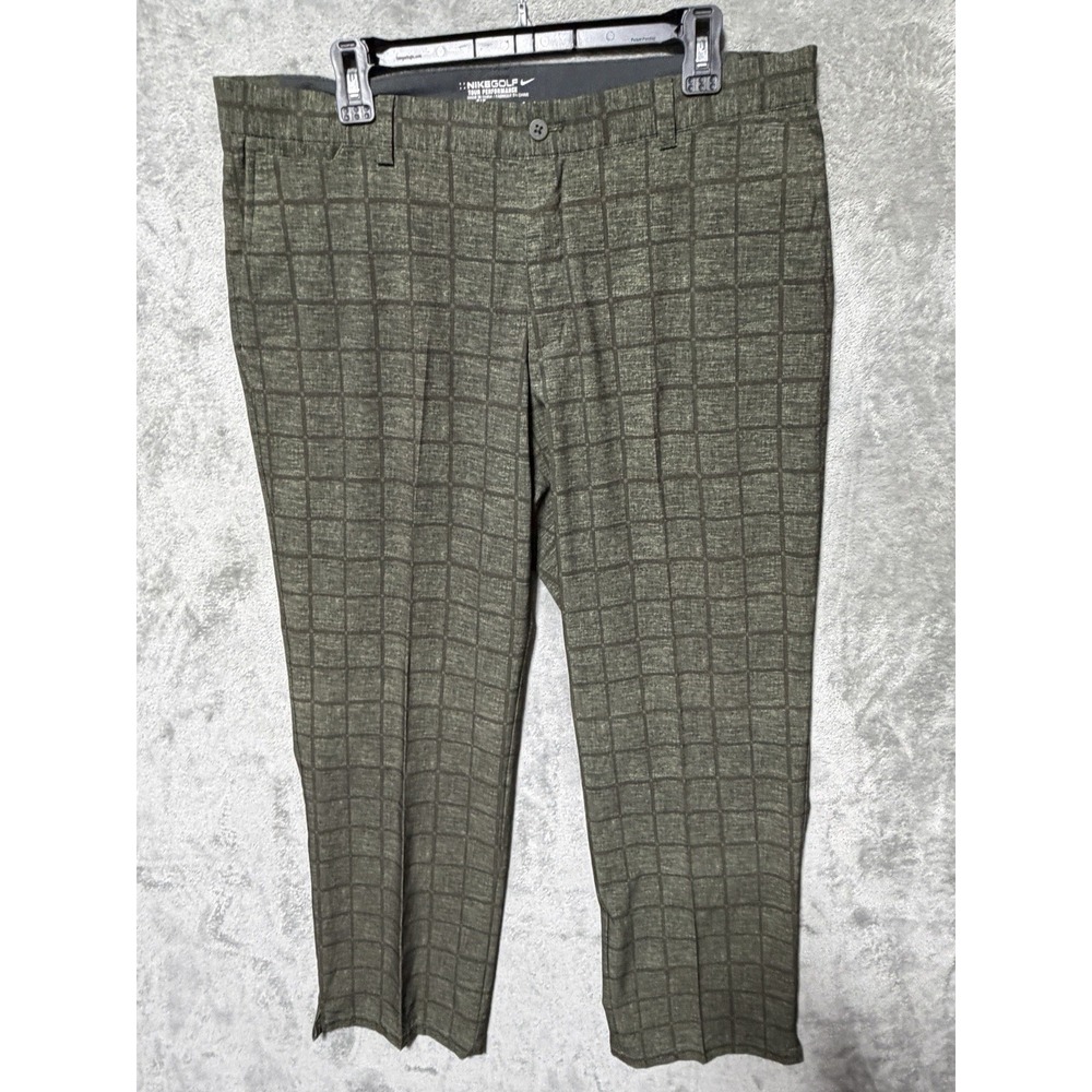Nike Sz 36x32 Golf Pants Men Dri Fit‎ Geometric Army Green Gray Tour Performance